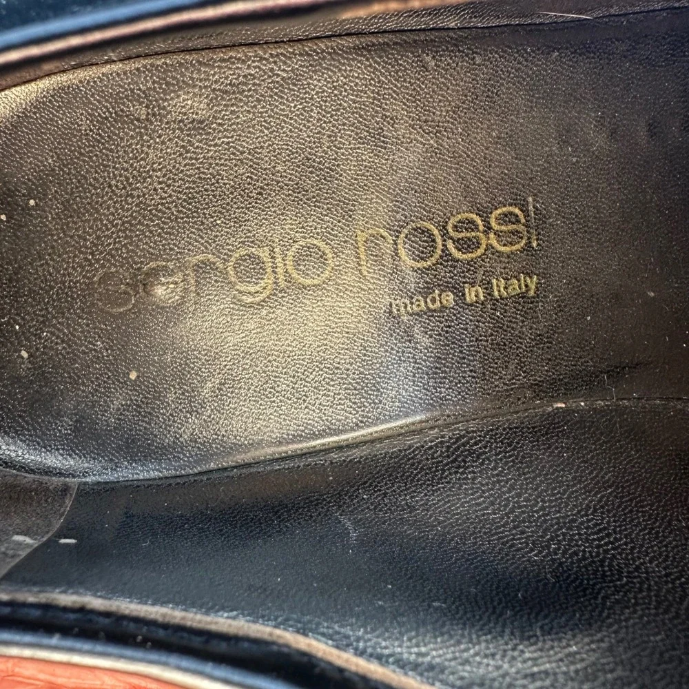 Sergio Rossi Black Leather Platform Oxfords Lace Up Shoes Italy Size 38.5 - Picture 10 of 15